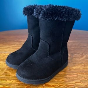 Toddler Girl Black Fur Lined Boots